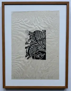 Diederick van Kleef - handgesigneerde linosnede | 'Zonder titel' | 1992 (TWEELUIK) kopen? Bied vanaf 20!