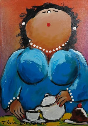 Theo Broeren - Acryl op doek, Theetijd kopen? Bied vanaf 60!