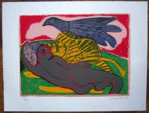 Corneille - zeefdruk titel: Tigres Amoureux uit 1985 verkocht voor € 200!