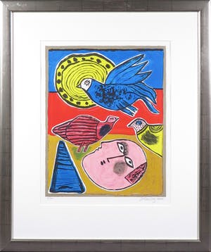 Corneille - Zeefdruk, l'Oiseau bleu - Ingelijst kopen? Bied vanaf 150!