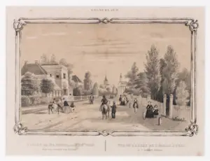 Frederik Lodewijk Huygens - Litho, Gezigt op de Kerklaan te Velp - Ingelijst kopen? Bied vanaf 20!