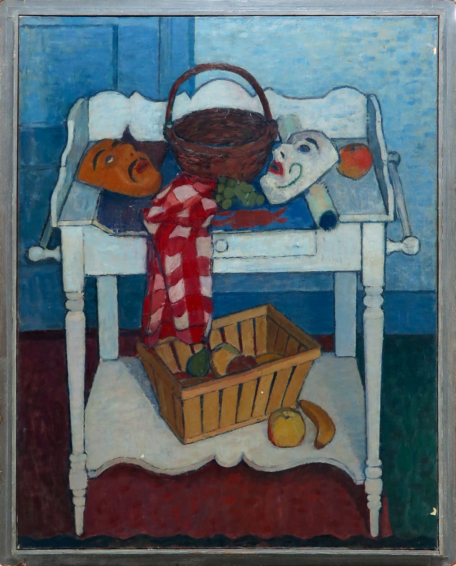 Pieter Fraterman - Olieverf op doek, Stilleven met maskers - Ingelijst kopen? Bied vanaf 35!