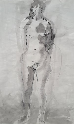 Shirley Clement - Naakt, tekening met (gewassen) inkt kopen? Bied vanaf 50!