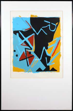 Lex Grote - Zeefdruk, 't Golfterrein - Ingelijst verkocht voor € 35!