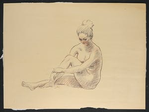 Jan Sluijters (jr.) - Potlood en houtskool op papier, Zittend naakt kopen? Bied vanaf 1!