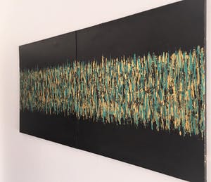 John Foppen - City Vieuw By Night .....# K06. XL. Diptych . GROOT. kopen? Bied vanaf 169!