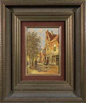 Niet of onleesbaar gesigneerd - Olieverf op paneel, Straatgezicht kopen? Bied vanaf 1!