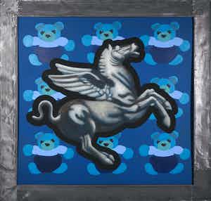 Jan Bollaert - Gemengde techniek op board, Pegasus (Zeer Groot) verkocht voor € 1!