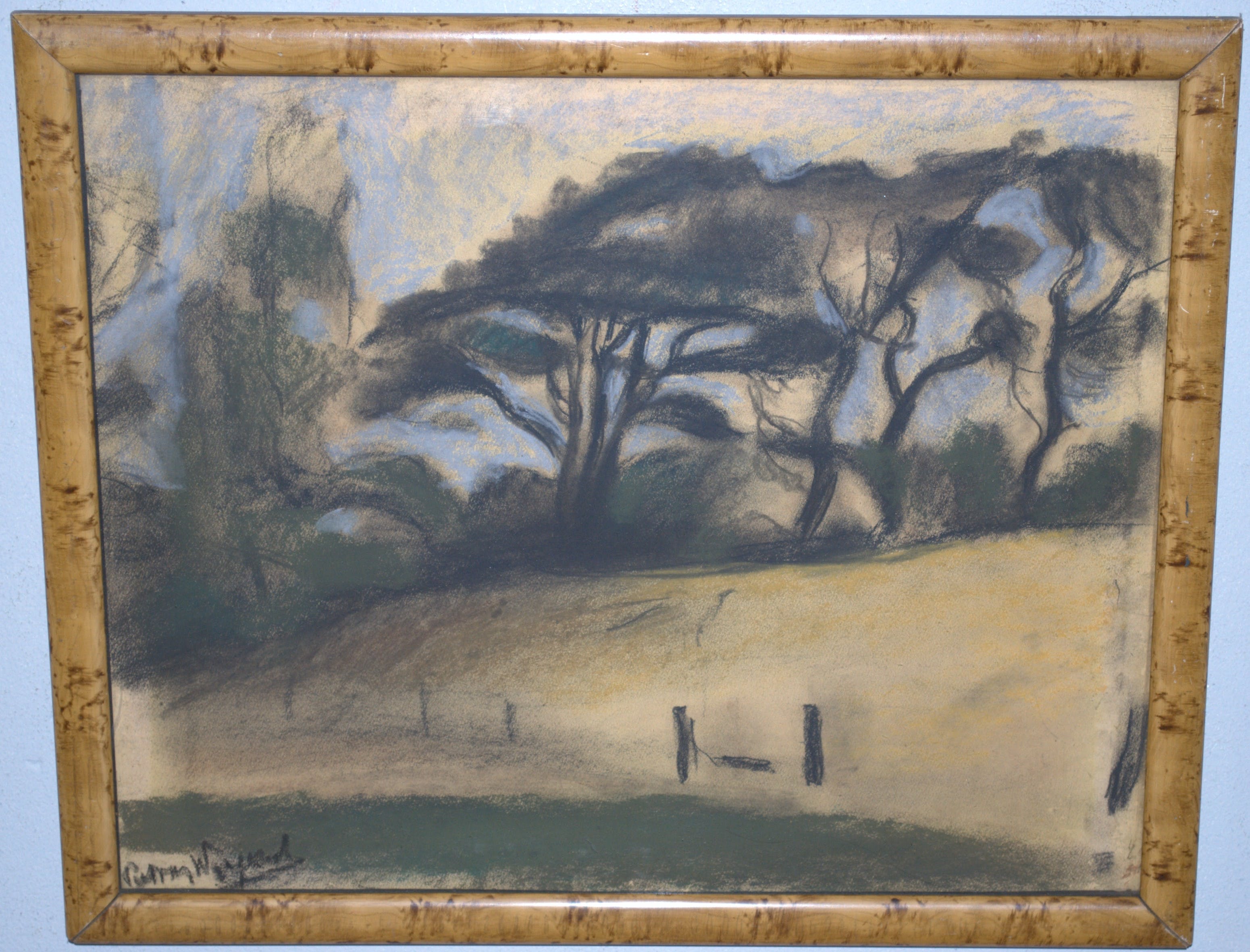 Piet van Wijngaerdt - pastel duinlandschap _ Bergense School verkocht voor € 175!