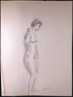 Jan Sluijters (jr.) - Potlood op papier, Staand naakt kopen? Bied vanaf 1!
