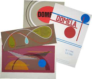 Cesar Domela - en Maarten Mourik - Lot van twee zeefdrukken en twee affiches verkocht voor € 1!