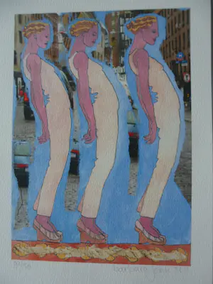 Barbara Jonk - Litho, DRIE VROUWEN kopen? Bied vanaf 20!
