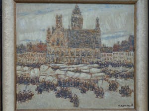 Alfons Blomme - STADHUIS MIDDELBURG / OLIEVERF / 76x83cm / KADER / SIG kopen? Bied vanaf 245!
