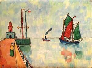 Jan Willem Versteeg - Bateau-pêcheur sortant du port verkocht voor € 65!