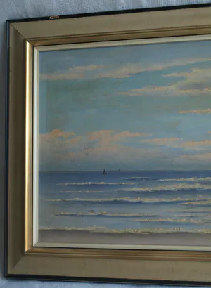 Jan Hopman - Ingelijst, olieverf op doek, Zeegezicht kopen? Bied vanaf 50!