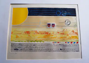 Eduard Flor - in 1968 gemaakte gem. techniek handgekleurde Ets "vakantie Frankrijk" kopen? Bied vanaf 47!