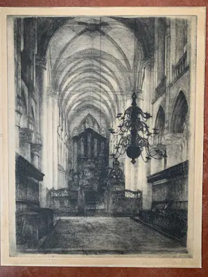 Buy Antoon Derkzen van Angeren - Grote Kerk Dordrecht - grote litho - proef? Bid from 59!