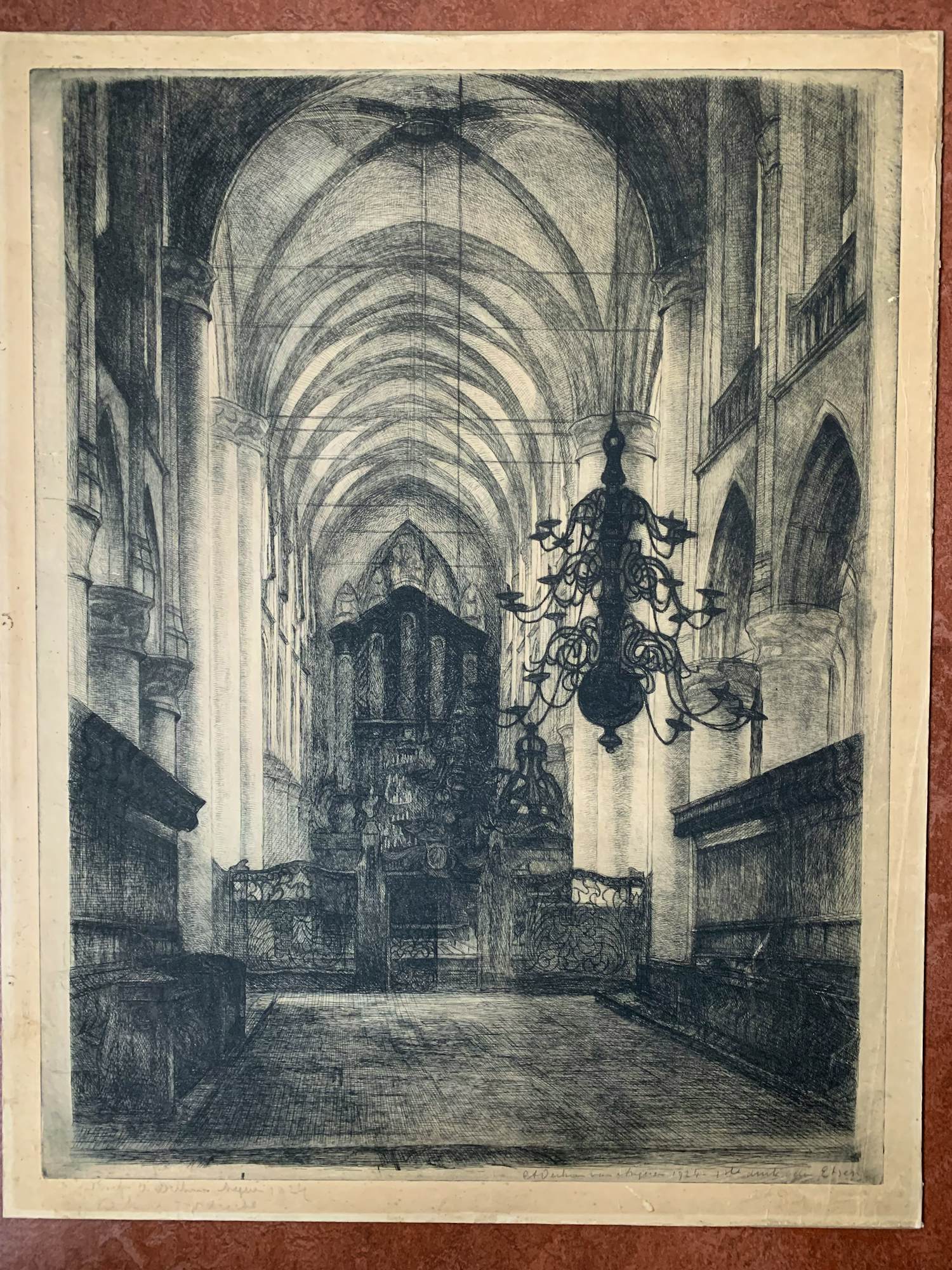 Antoon Derkzen van Angeren - Grote Kerk Dordrecht - grote litho - proef kopen? Bied vanaf 70!