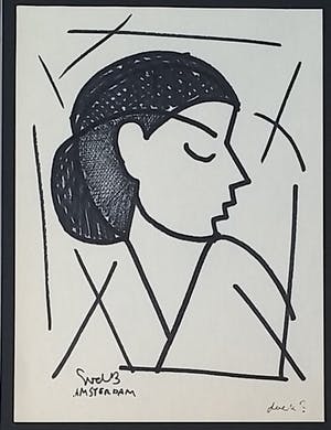 Siep van den Berg - Portret van een meisje - inkt op papier kopen? Bied vanaf 150!