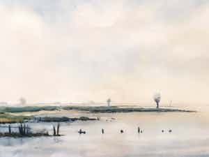 Gerard Hendriks - Lek bij Uitweg (gemeente Lopik) met lijst. verkocht voor € 95!