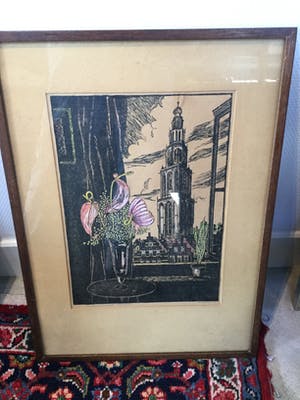 Piet Snel - C3749-42, Interieur met zicht op de Martinitoren kopen? Bied vanaf 25!