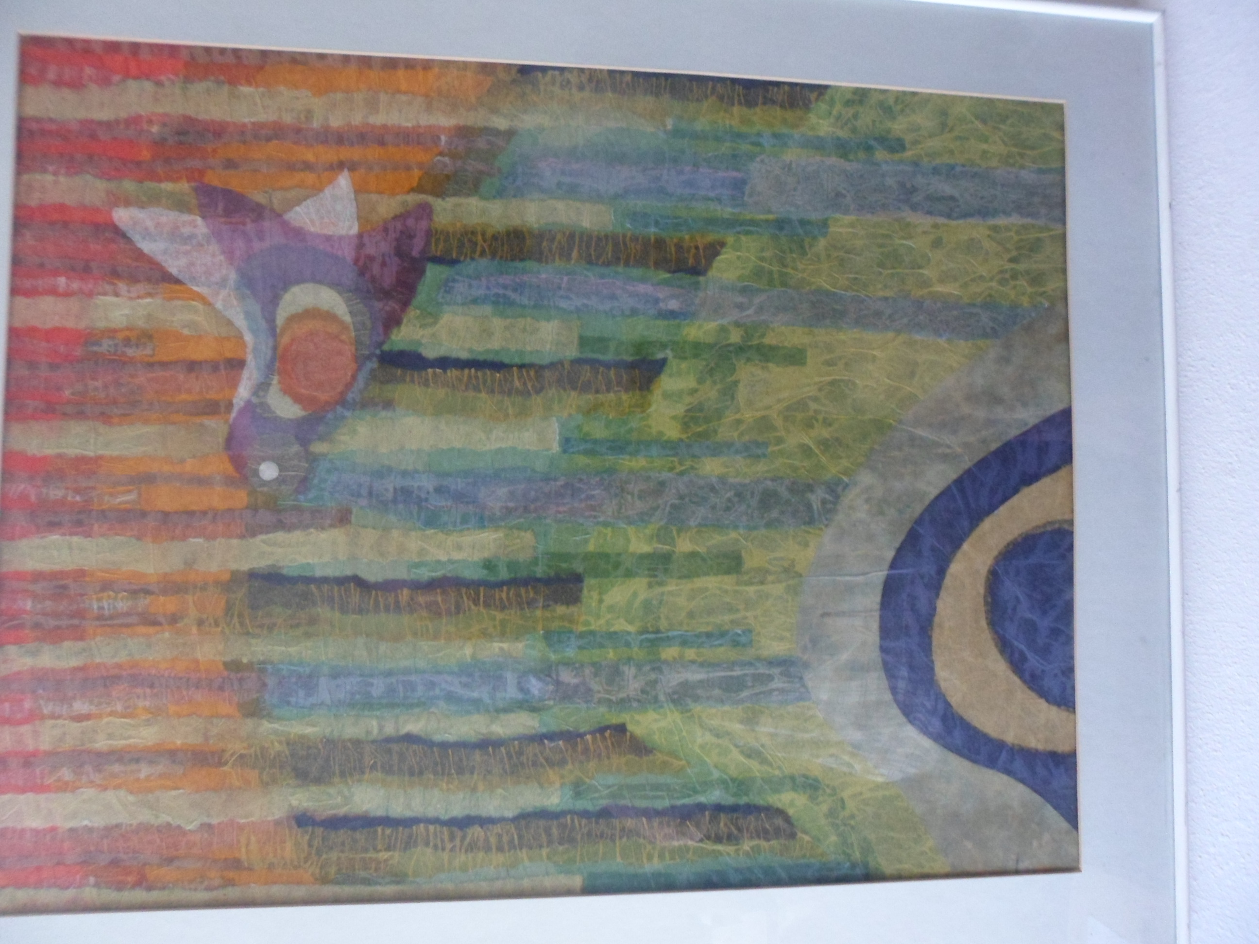 Batavus Westerhuis - Compositie: gemende techniek op papier: Titel Bos met vijver en vogel. kopen? Bied vanaf 20!