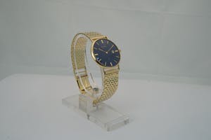 2576- 14 karaats Vintage geel-gouden Quartz horloge TUSAL - Blauwe wijzerplaat! kopen? Bied vanaf 930!