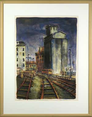 Jeroen Hermkens - Litho, Amsterdam Westerdoksdijk - Ingelijst verkocht voor € 50!