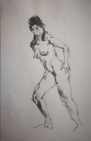 Niet of onleesbaar gesigneerd - 5x naakt. Zittende en staande dames. kopen? Bied vanaf 1!