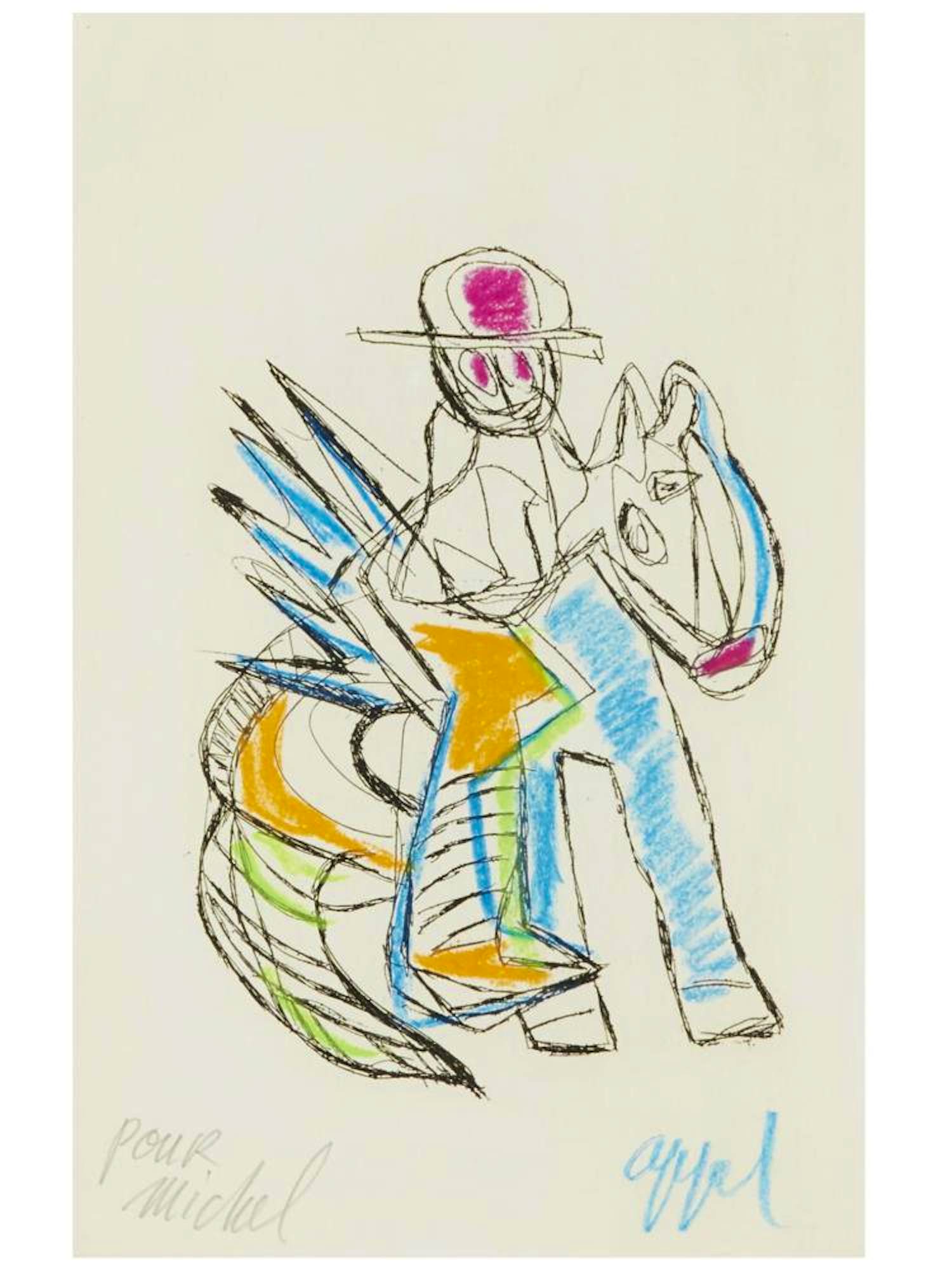 Karel Appel - Cavalier (met de hand ingekleurde ets) verkocht voor € 1775!