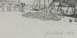 Johan Barthold Jongkind - Ets, Haven - Ingelijst kopen? Bied vanaf 80!