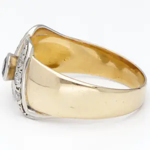 18 karaat Goud, Tweekleurig - Ring - 0.17 ct Saffier - 0.12 ct Diamant kopen? Bied vanaf 250!