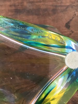 Glasfabriek Gullaskruf - Peter Kuchinke, zware glazen vaas, handgesigneerd kopen? Bied vanaf 50!