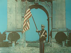 Malcolm Morley - Ingelijste zeefdruk , Marine Sergeant at Valley Forge - Lijst, 82 x 63 cm. kopen? Bied vanaf 150!