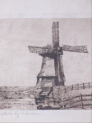 Constant Nefkens - Molen bij Volendam - Ets kopen? Bied vanaf 1!