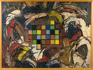 Cor Beurskens - Olieverf op doek, Zonder titel - Ingelijst (Groot) verkocht voor € 1!