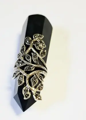 Nieuwe  Vintage handgemaakte Zwitserse marcasiet setting zilveren gotische ring kopen? Bied vanaf 75!