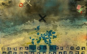 Theo Koster - Zeefdruk en collage op epoxy, Traces 1 (met ophangsysteem) kopen? Bied vanaf 35!