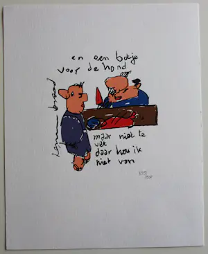 Herman Brood - Zeefdruk: en een botje voor de hond kopen? Bied vanaf 80!