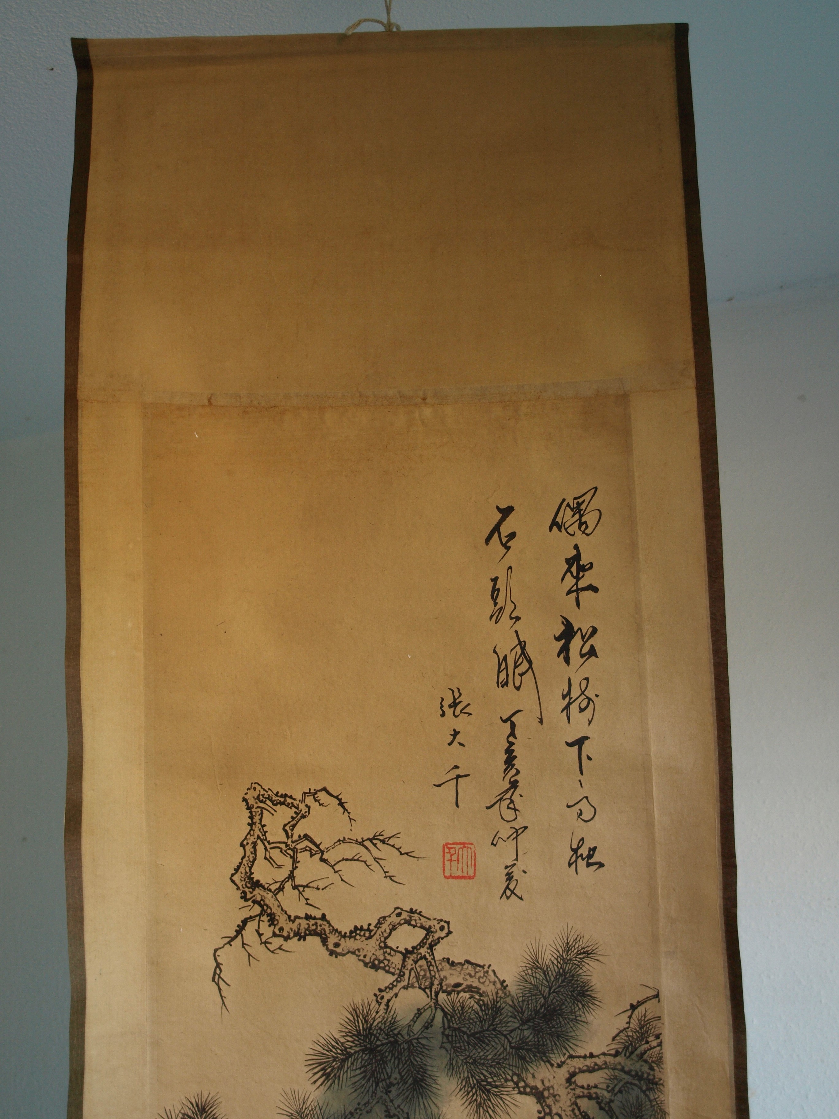 Niet of onleesbaar gesigneerd - Japanse of Chinese scroll, Man onder Boom - Aquarelverf en inkt op papier kopen? Bied vanaf 1!
