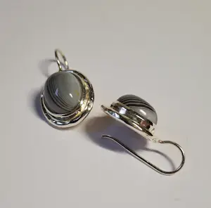 Nieuwe zilveren oorbellen met Botswana Agaat kopen? Bied vanaf 60!