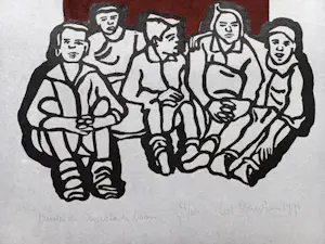 Ad Gerritsen - gesigneerde houtsnede – onder de Chocoladeboom kopen? Bied vanaf 75!