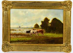 Adriaan Marinus Geijp - (1855-1926) - "Koeien in Hollands Polderlandschap" verkocht voor € 400!