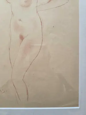 Jan Sluijters - Staande vrouw. Naakt. Litho. Ingelijst. kopen? Bied vanaf 325!