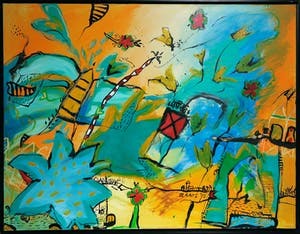 Miriam Slaats - Acryl op doek, Good morning... blij paradijsje - Ingelijst (Zeer groot) kopen? Bied vanaf 400!