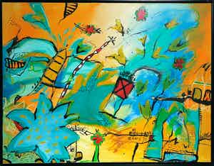 Miriam Slaats - Acryl op doek, Good morning... blij paradijsje - Ingelijst (Zeer groot) verkocht voor € 400!