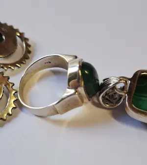 Set zilveren sieraden  met malachiet kopen? Bied vanaf 125!