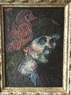 Jacques Slegers - ‘vrouw met verenhoed’ kopen? Bied vanaf 275!