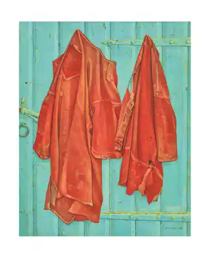 Jopie Huisman - Kleurengiclee HEMDEN op BLAUWE DEUR vendu pour 75€ !