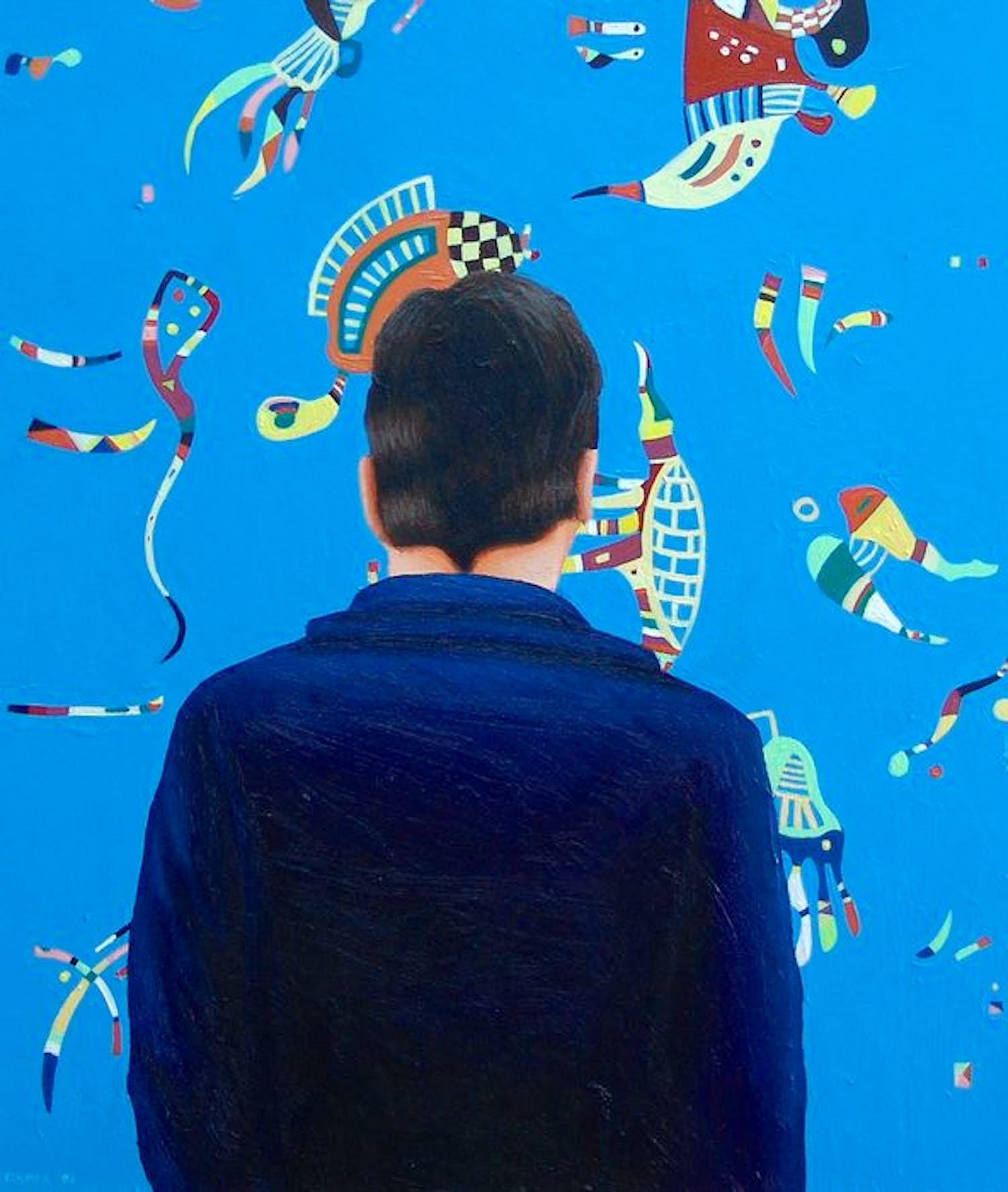 Gerard Boersma - Sky Blue (zelf portret met Wassily Kadinsky) verkocht voor € 300!